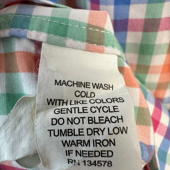 Vineyard Vines Slim Fit Whale Shirt Mens XL Blue Green Pastel Gingham Preppy‎ - Picture 8 of 8